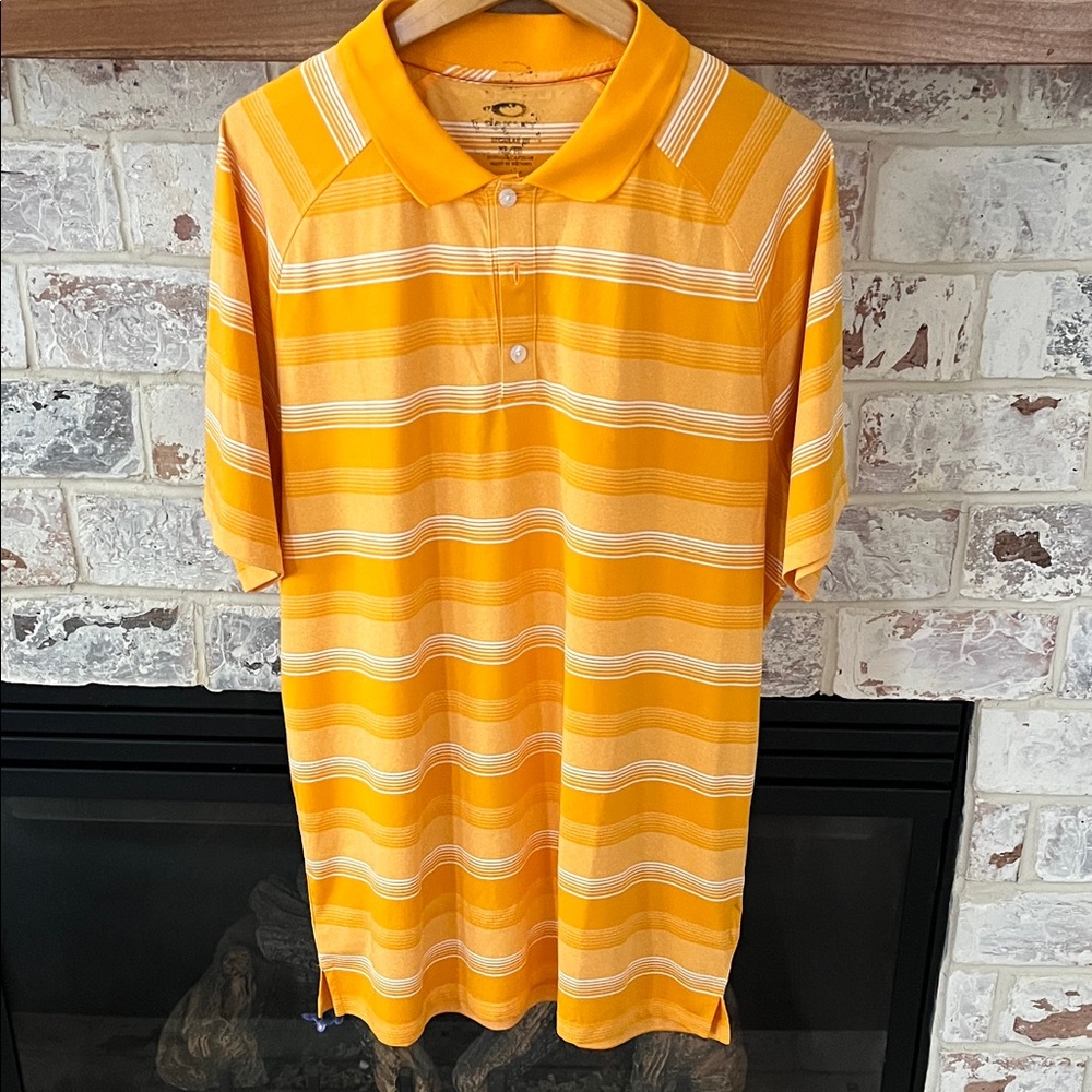 Oakley Golden Orange Polo with White Stripes